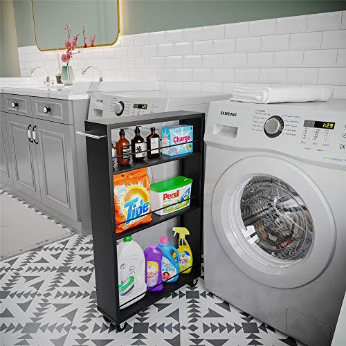 BIKAHOM 3 Tier Slide Out Storage Tower Kitchen Slim Slide Out Pantry