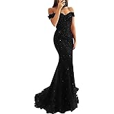 Tulle Long Prom Dresses Off The Shoulder Mermaid Dress with Elegant Laces Appliques Formal Evening Party Gowns