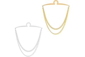 Two gold and silver men's tie chains, double-chain tassel collar pins, shirt tie chains and brooches are suitable for busines