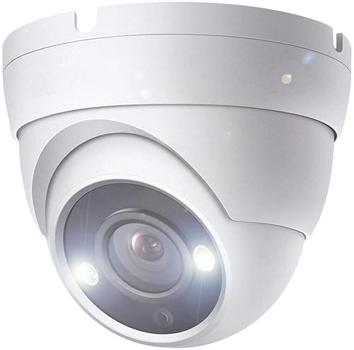 Real HD 5MP Full Color Night Vision Dome TVI CCTV Security Camera with  Visible White LED Lights, 65ft Night Vision, Wide Viewing Angle,  Outdoor,