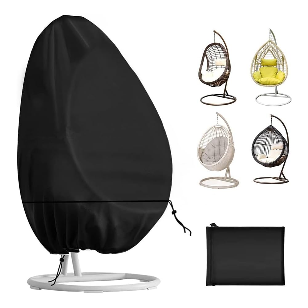 HONCENMAX UPGRADE Patio Hanging Chair Cover - Cocoon Egg Chair Cover - for Rattan Wicker Swing Seat Chair - Waterproof Furniture Protective Cover - for Single Swinging Chair (190 * 115cm)