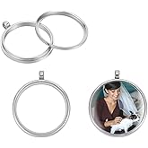 UNICRAFTALE 2Pcs Memory Locket Pendants 41mm Long Stainless Steel Blank Flat Round Floating Locket Charms Wedding Bouquet Charms with Glass Photo Charm for Necklace Jewelry Making 41x34x6mm