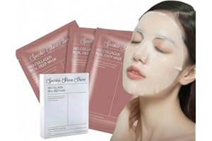 Sparkle Shine Shine Bio-Collagen Real Deep Face Masks, Brightening and Moisturizing Sheet Mask, Skin Tightening and Elasticit