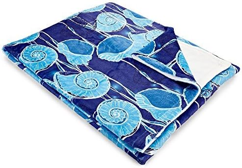 Island Girl Home IGH-THR73 Nautilus Float Fleece Throw Blanket, 60x50,Blue/White,60" X 50"