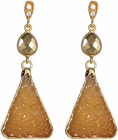 Triangle Druzy with CZ Pave Earrings