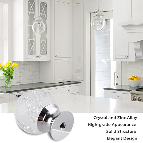 IFOLAINA 10 Pcs Crystal Cabinet Knobs Round Glass Kitchen Cupboard Drawer Dresser Bookcase Pull Handle with 3 Size Screws