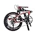SAVADECK Folding Bike, 20 inch Carbon Fiber Folding Bicycle Portable Folding Bikes Mini City 22 Speed Foldable Bicycle with 105 and Hydraulic Disc Brake (Black Red)thumb 2