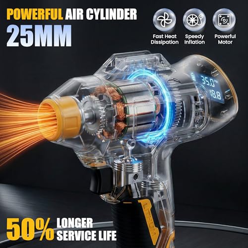 Tyre Inflator Compatible with Dewalt 18V Battery, 160 PSI Cordless Air Compressor with LCD Digital Pressure Gauge, Auto-Shut Off & Fast Inflation, Tire Inflator for Car, Bike, Sport Ball (Tool Only)