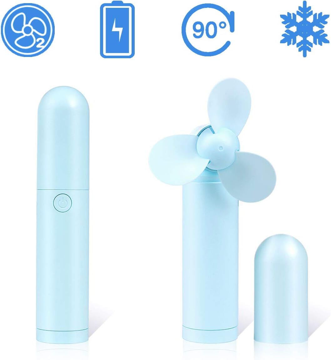 Small Portable Fan, Mini Battery Operated Rechargeable USB Fan, Adjustable 2 Speed Personal Travel Handheld Folding Cooling Electric Fan for Home & Office