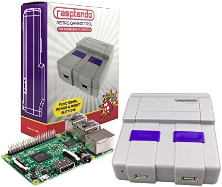 Rasptendo SNES Classic Inspired Raspberry Pi 3 B/B Plus Case | Retro Gaming Arcade Console Emulator with Functional Power Switch, Reset, and Safe Shutdown (Case + Raspberry Pi 3)