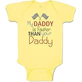 Cute Rascals Baby Bodysuit My Daddy Is Faster than Your Daddy Race Car Dad Father's Day Boy & Girl Baby Clothes Funny Cotton Yellow Design Only 6 Months