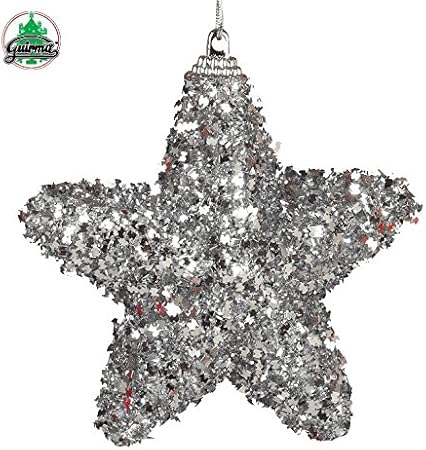 Immagini Di Natale Glitter Gratis.Guirma Stelle Per Albero Di Natale Con Glitter Argento 10 Cm Amazon It Casa E Cucina