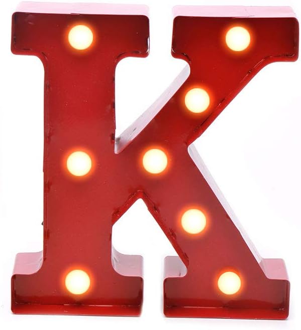 Home By Jackie GL04 Red Hanging 3V Vintage Metal Rustic Led Letter Light (K)