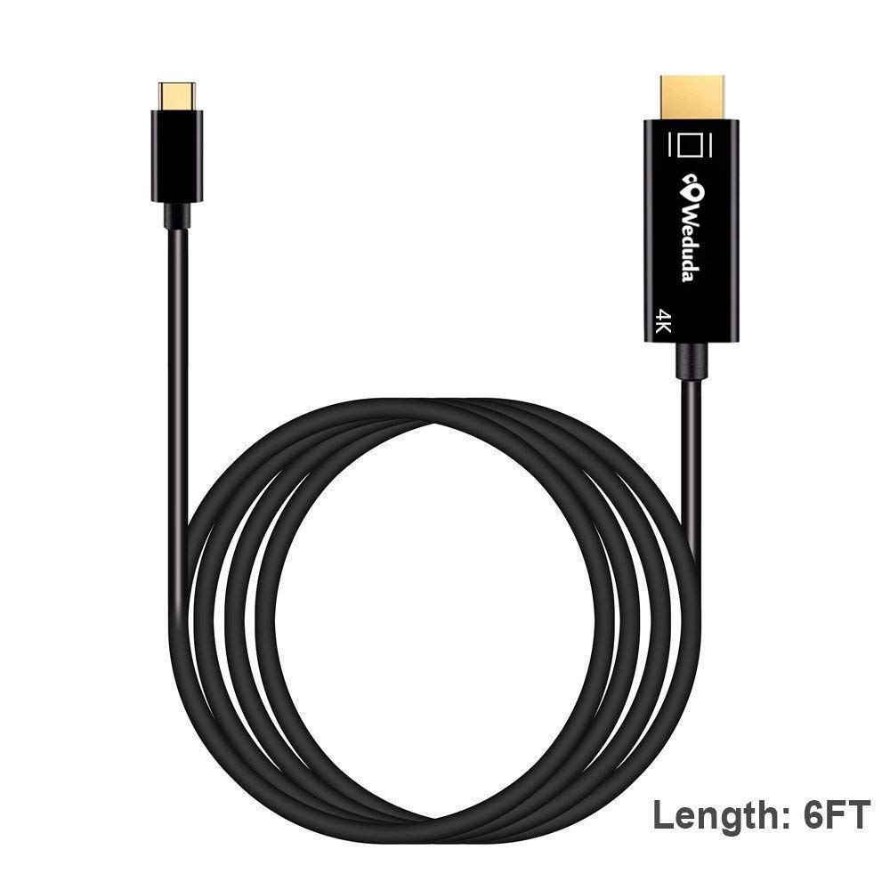 USB C to HDMI Cable 6FT, Weduda USB 3.1 Type C (Thunderbolt 3 Port) to 4K HDMI (2.0/1.4) Cable Male to Male for New MacBook, MacBook pro, iMac, Chromebook Pixel, Galaxy Note 8/S8/S8 Plus