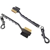 D DrNeeko Pack of 2 Golf Club Cleaning Brush with Double Sided Brass & Nylon Bristle, Black