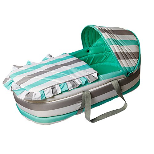 Olpchee Portable Baby Carrycot Baby Travel Bed Crib Infant Transporter Basket with Double Handle for 0-7 Months Babies (Green)