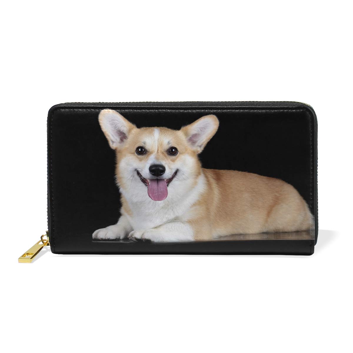 Ladies Purse,Women's Wallet with Multiple Card Slots and Roomy Compartment,Corgi Dog Zipper Leather Wallet,Women Credit Card Purse Bag Holder Ladies Purse Clutch Holder Case