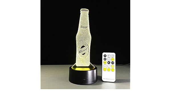 Botella de cerveza Control remoto LED USB 3D Luz de la noche 7 ...