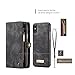 AKHVRS iPhone Xs Wallet Case,Handmade Premium Cowhide Leather Wallet Case & Zipper Wallet Case Cover [Magnetic Closure] Detachable Magnetic Case with Card Slots for 5.8