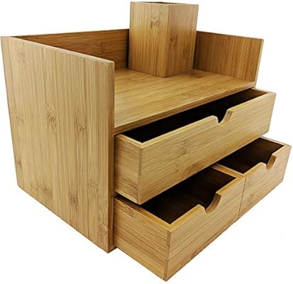 Sherwood Co 3 Tier Bamboo Desk Organizer With Drawers Perfect