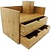 Sherwood & Co. 3-Tier Bamboo Desk Organizer with Drawers - Perfect for Desk Office Supplies, Vanity, Kitchen and Home or Office Tabletop with Bonus Pen Pencil Holder