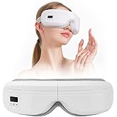 Dexmary Eye Massager with Heat, Foldable Massaging Eye Mask with Five Massage Modes, Rechargeable Bluetooth Music Sleep Mask for Dry Eyes Relax, Reduce Strain, White
