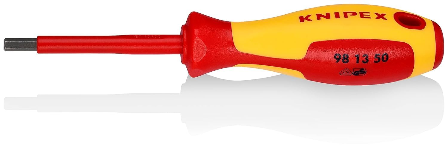 KNIPEX Screwdriver for Hexagon Socket Screws Insulated with Multi-Component Grips, VDE-Tested 187 mm, 98 13 50