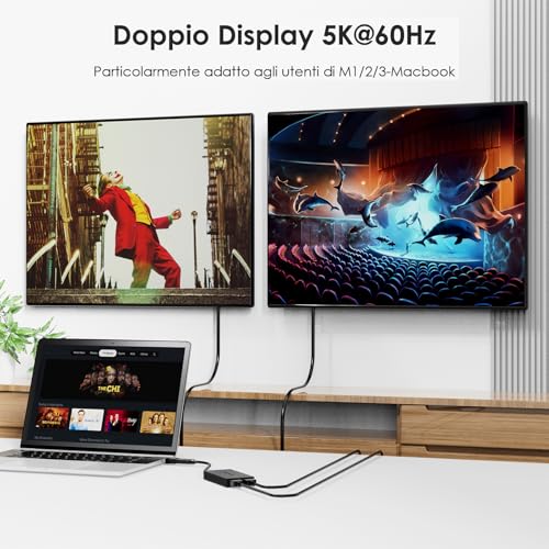 WAVLINK USB 3.1/USB C to Dual HDMI Adapter, DisplayLink Dual 4K@60Hz Monitor Hub, Compatible MacBook M1/M2/M3/M4, New MacBook Neo, Windows