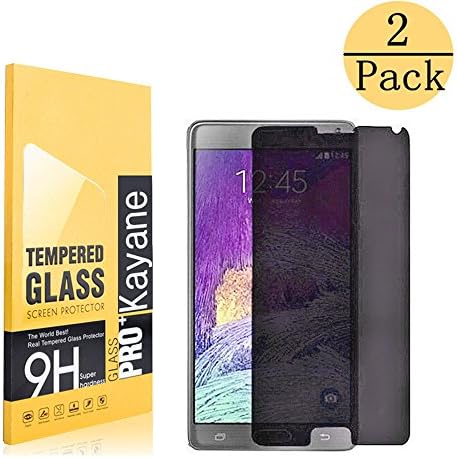 [2 Pack] Samsung Galaxy Note4 Anti-peeping Screen Protector,Kayane Anti-Peep Tempered Glass Protector, [Anti-Fingerprint][9H Hardness] Scratch Terminator Anti-Glare for Samsung Galaxy Note4
