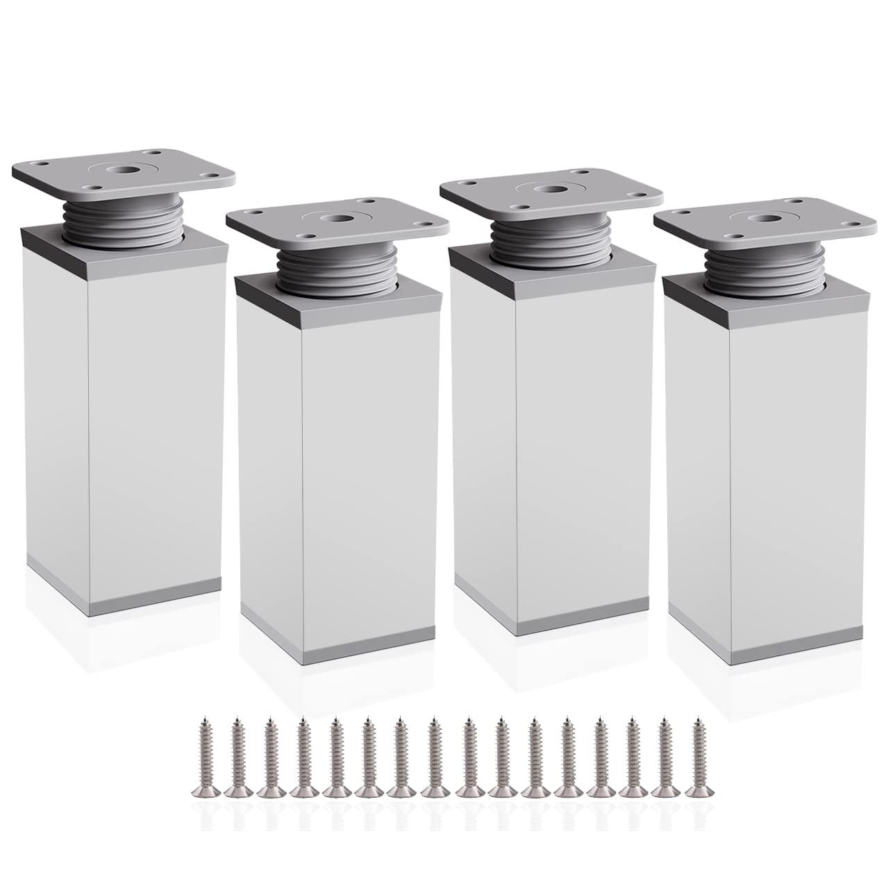 Rusoz Adjustable Furniture Legs of 4, 100mm Cabinet Legs Adjustable Height 0-200mm Aluminum Alloy Cupboard Legs for Kitchen Sofa Beds and DIY Furniture