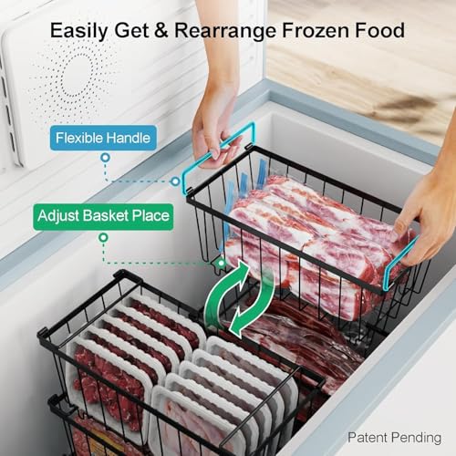 Deep Freezer Organizer Bins, Stackable Chest Freezer Organizer Bins for 7 Cu Ft Chest Freezers Organization, Wire Basket for Sorting Frozen Food (6 PCS)