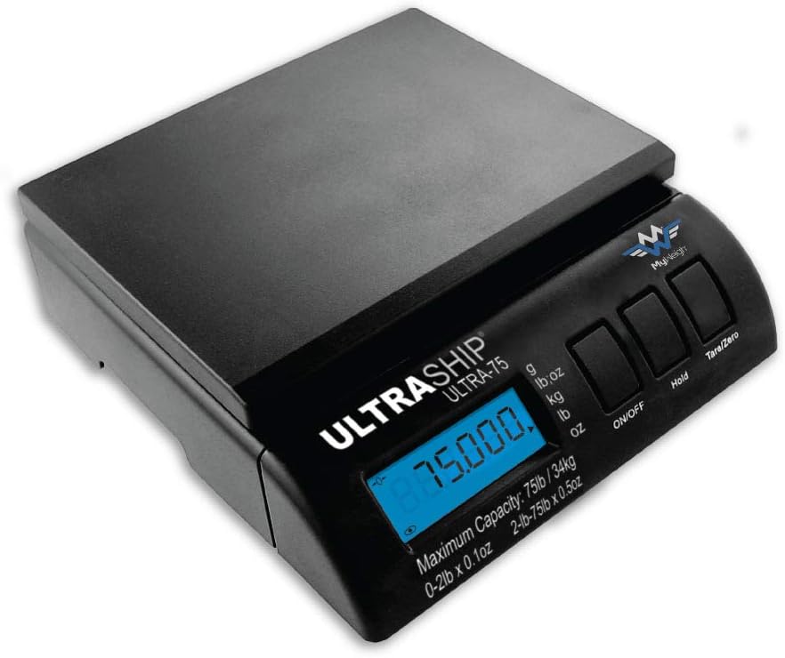 My Weigh Ultraship 75 Lb Electronic Digital Shipping Postal Kitchen Scale, Canadian Crush, Hot Perch, Hot Whitefish