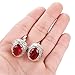 Habool Super Shiny Cufflinks Round Hollow Pattern with Elegant Crystal Red Stone for Men Women Wedding Business Party Gift - 1 Pair