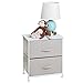 mDesign Short Vertical Dresser Storage Tower - Sturdy Steel Frame, Wood Top, Easy Pull Fabric Bins - Organizer Unit for Child/Kids Bedroom or Nursery - Chevron Zig-Zag Print, 2 Drawers - Taupe/Natural