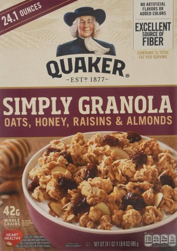 QUAKER GRANOLA OATS, HONEY, ALMONDS & RAISINS, 100% NATURAL, 24.1 OZ