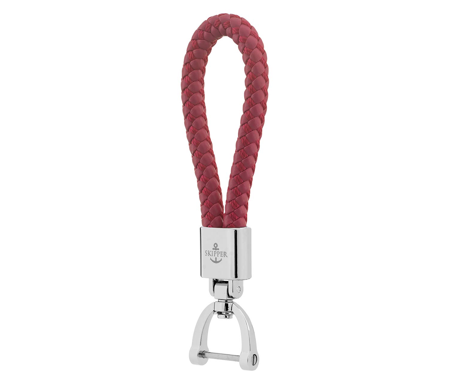 Skipper 8603 Key Ring Made of Braided Imitation Leather in Many Colours and Stainless Steel Silver, pink, One Size