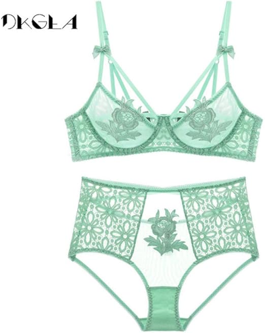 sakkdaull Conjunto de lencería Sujetador Bordado Flores Conjunto de Ropa Interior Mujeres Encaje Transparente Sujetadores Verdes Sujetador Ultrafino y Conjuntos Breves de un Verde 80D: Amazon.es: Hogar