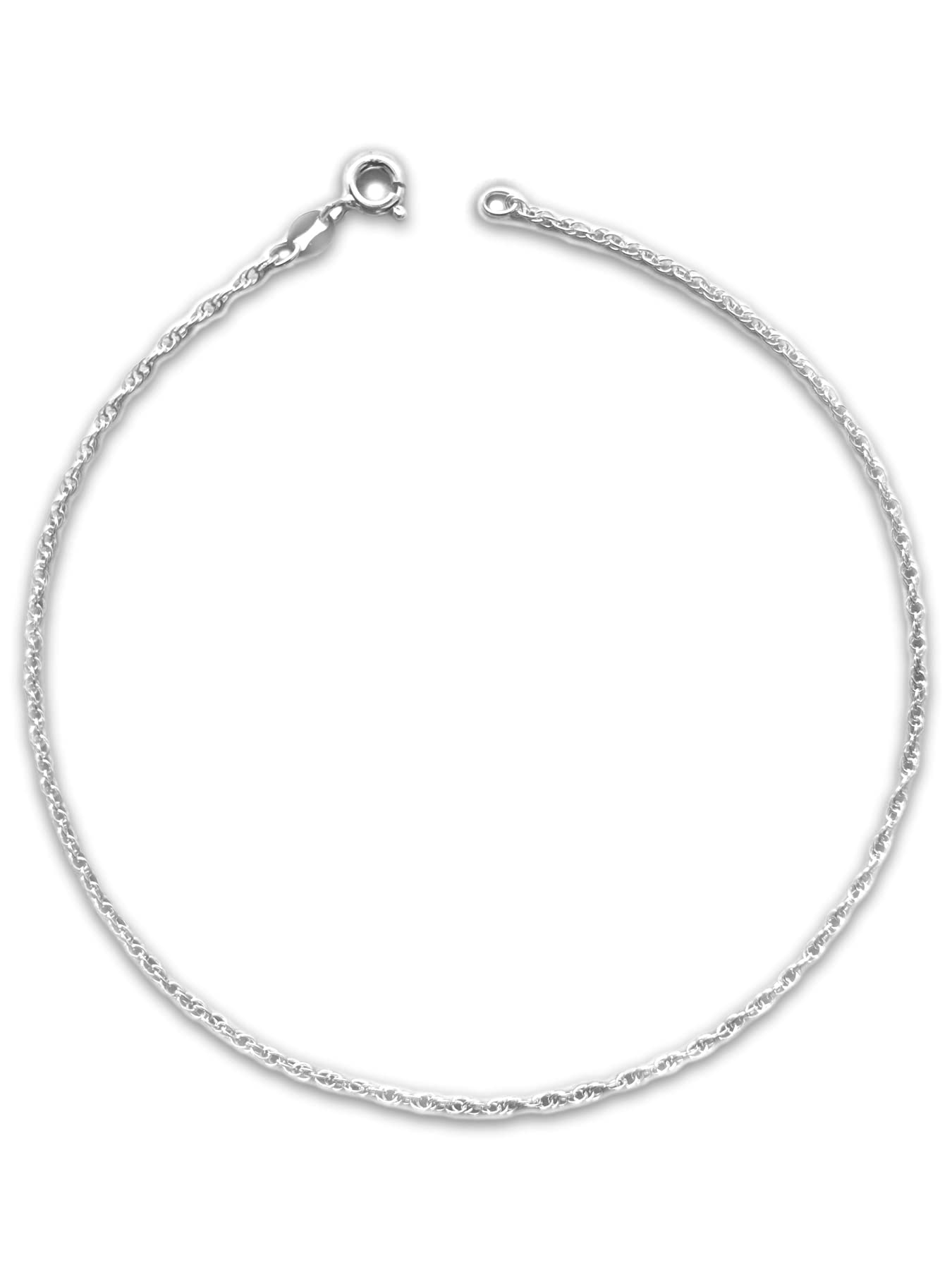10.5 Inch Extra Large Length Rope/Prince of Wales Sterling Silver Anklet/Ankle Bracelet/Ankle Chain - 925 Sterling Silver - 10.5" Inch / 27 cm - 1.6mm Wide - Anklets for Women. SKW30