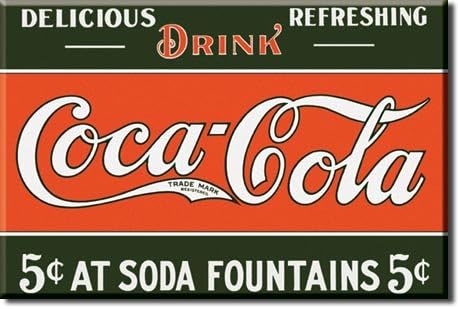 ART/ARTWORK FEATURED ON A MAGNET - Licensed Collectibles, Nostalgic, Vintage, Antique And Original Designs - GREAT HISTORIC COCA-COLA THEME [3542801052] - COKE "Coca-cola 5 Cents" [great image and stylish design] [TSFD]