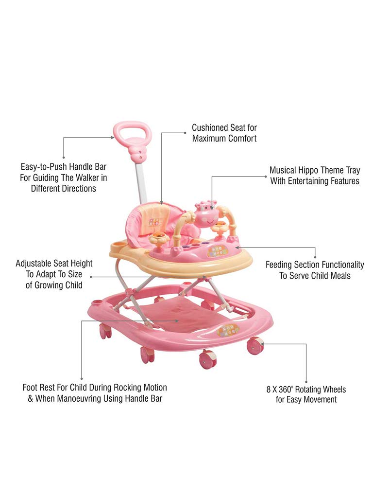 mee mee baby walker with adjustable height and push handle bar