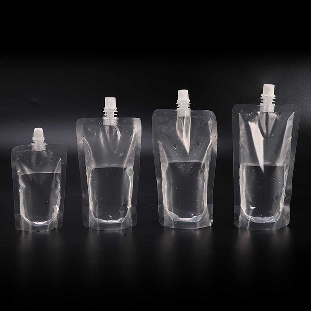 100x Liquor Pouches Plastic Drinks Flasks Disposable Drink Bags w/Rotating Nozzle for Takeaway Cold Hot Drinks Travel Sealed Cocktails Picnic Camping Party Beverage Drinking Storage