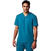 Fabletics Men's Helix 1-Pocket Scrub Top - MotionTech, Wrinkle-Resist, Chest Pocket, Anti-Shrink, Semi-Slim Fit