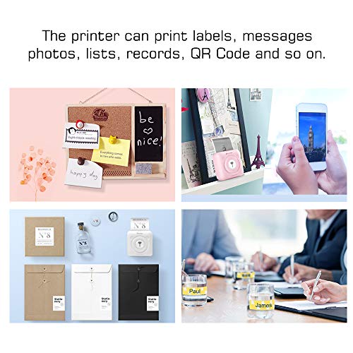 Aibecy GOOJPRT PeriPage Mini Pocket Wireless BT Thermal Printer Picture Photo Label Memo Receipt Paper Printer with USB Cable Support for Android iOS Smartphone Windows