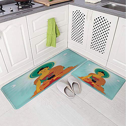 2 Piece Non-Slip Kitchen Mat Rug Set Doormat 3D Print