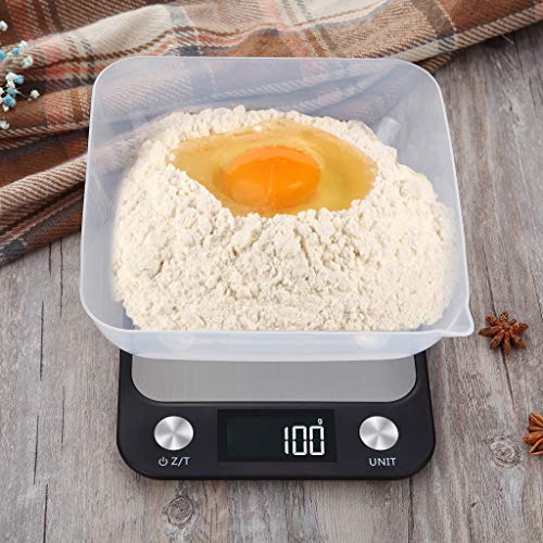 JDgoods Digital Kitchen Multifunction Food Scale, Balance Slim Stainless Steel Electronic Scales with Large Back-lit LCD Display for Baking & Cooking (5KG) - Thumbnail 4