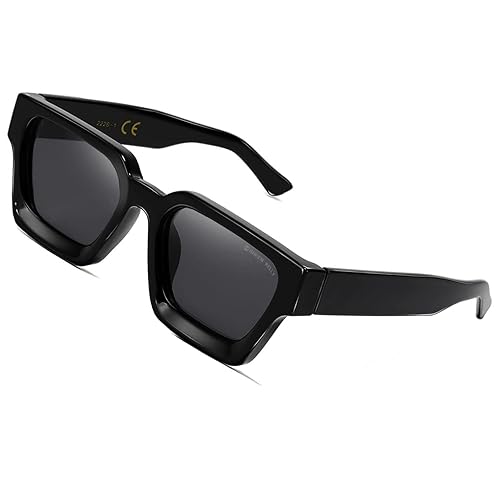 SHEEN KELLY Retro Square Sunglasses for Men Women Trendy Thick