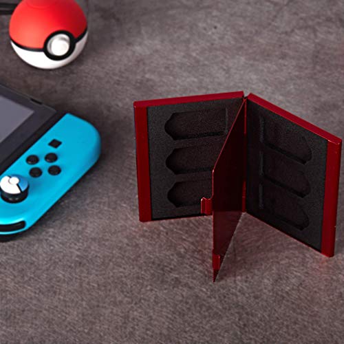 Funlab Premium Game Card Case for Nintendo Switch, Portable and Thin, Aluminum Game Storage Card Holder Box Suitable for 6 Game Cards –Pokedex Red