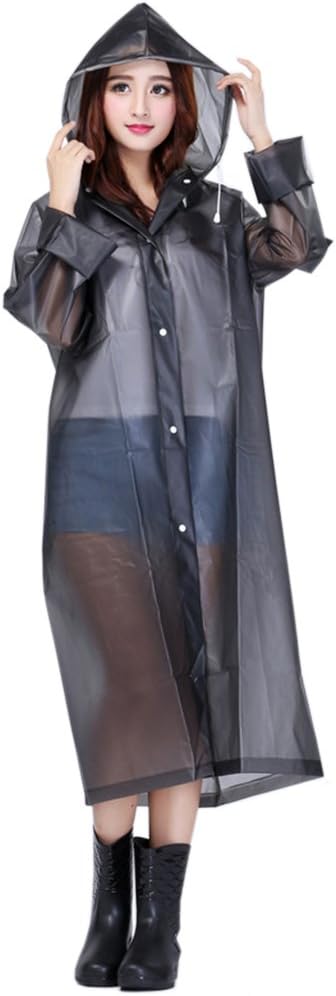 Artfasion Womens/Girls Packable Lightweight Transparent EVA Rain Jacket Poncho Raincoat with Hood