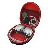 Headphones Carrying Case for Bose QuietComfort 35, QC35, QC25, QC15, AE2, SoundLink, SoundTrue/Protective Hard Shell Travel Bag with Storage Space for Cable and Accessories (Black/Red)