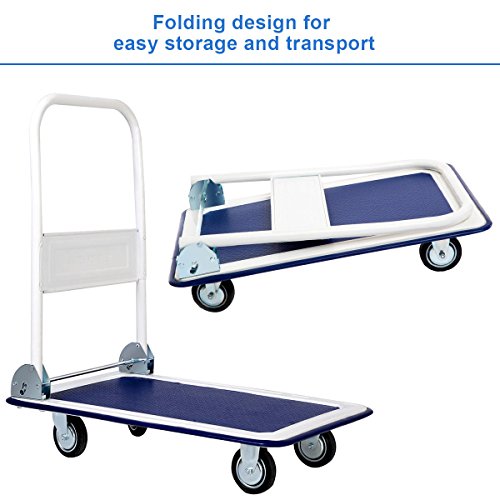 Goplus Folding Platform Cart 330LBS Rolling Flatbed Cart Hand Platform